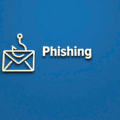 Illustration minimaliste sur fond bleu représentant une enveloppe accrochée à un hameçon, symbole du phishing, accompagnée du mot « Phishing » en lettres blanches. Logo « dcod » visible en bas à droite.