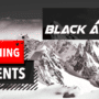 Bannière promotionnelle pour les prochains événements Black Alps, une conférence sur la cybersécurité, avec un arrière-plan de montagnes enneigées et les mots "Upcoming Events" en rouge et noir. Logo Black Alps en haut à droite et logo dcod en bas à droite.