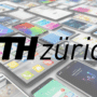 Logo de l’ETH Zurich superposé à une vue en perspective de nombreux écrans de smartphones affichant diverses interfaces d’applications mobiles, symbolisant la recherche et l’innovation technologique. Logo « dcod » visible en bas à droite.