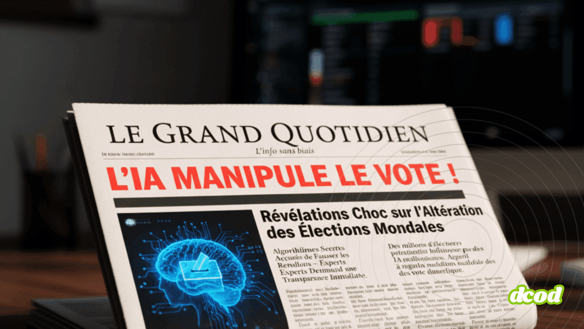 manchette de journal alertant sur la manipulation d'élections par l'IA