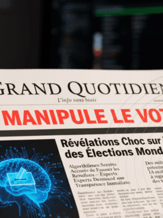manchette de journal alertant sur la manipulation d'élections par l'IA