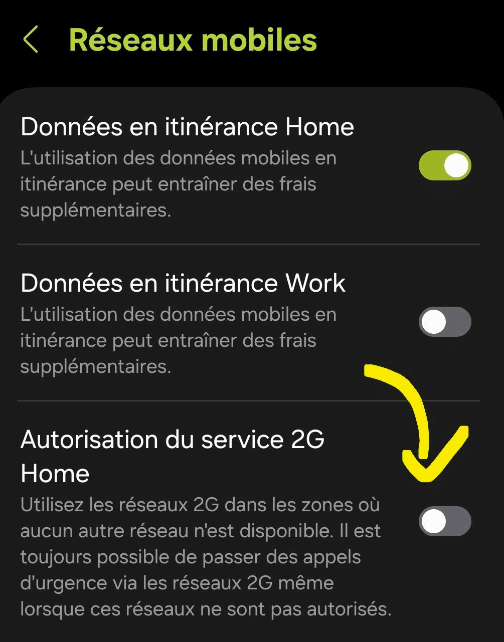 Comment désactiver la connexion aux réseaux 2G sur Android