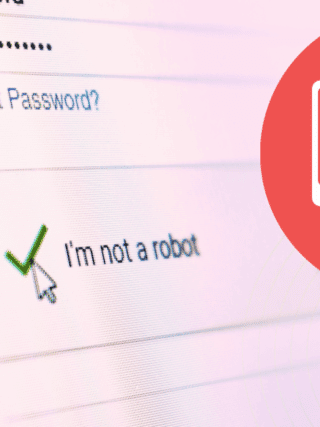 Capture d’écran d’un formulaire de connexion avec un CAPTCHA « Je ne suis pas un robot », accompagné d’un pictogramme d’alerte de sécurité illustrant un bug sur un écran, symbolisant le contournement possible des protections par des scripts automatisés ou des attaques de bots.