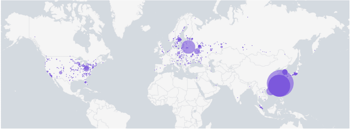 WrtHug : 50 000 routeurs ASUS détournés dans une opération globale d’espionnage 8 Distribution géographique des routeurs compromis dans le cadre de la campagne WrtHug (source Security Scorecard)