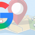 Une grande épingle de géolocalisation posée sur une carte illustrée, dominée par le logo coloré de Google au premier plan.