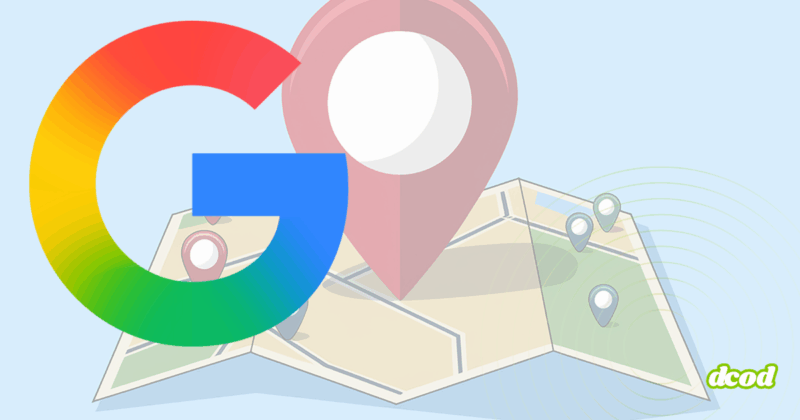 Une grande épingle de géolocalisation posée sur une carte illustrée, dominée par le logo coloré de Google au premier plan.