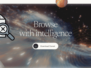 Page d’accueil d’un navigateur avec un fond spatial et une icône de document d’alerte suggérant une vulnérabilité permettant l’exécution de malwares.