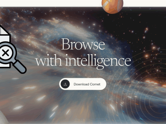 Page d’accueil d’un navigateur avec un fond spatial et une icône de document d’alerte suggérant une vulnérabilité permettant l’exécution de malwares.
