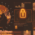 Globe stylisé et panneaux de données affichant plusieurs cadenas lumineux évoquant la protection des réseaux et la sécurisation globale