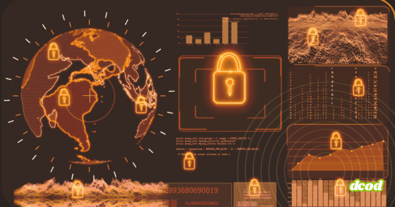 Globe stylisé et panneaux de données affichant plusieurs cadenas lumineux évoquant la protection des réseaux et la sécurisation globale