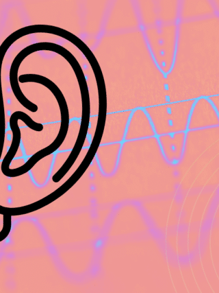 Une oreille stylisée au-dessus d’une bulle de dialogue, placée sur un fond de courbes audio symbolisant l’exposition des métadonnées.