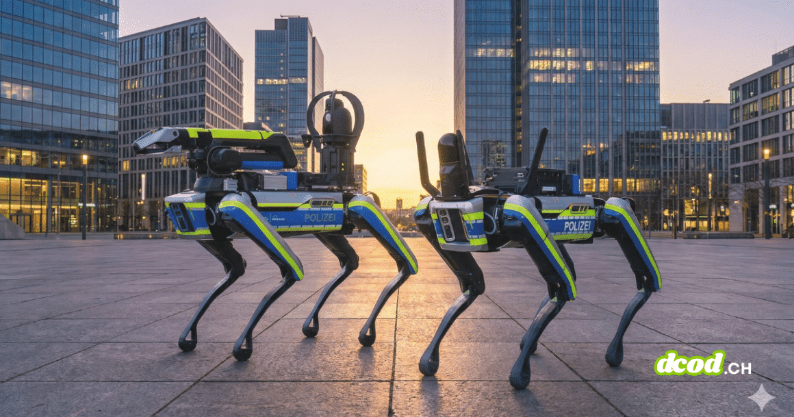 Robots policiers dans une ville moderne