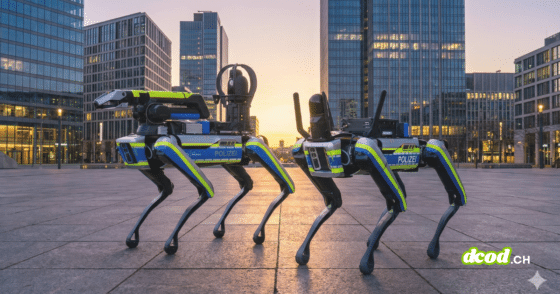 Robots policiers dans une ville moderne