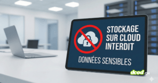 Une illustration symbolise le rejet du cloud pour les données sensibles, avec des éléments graphiques de sécurité indiquant un stockage local ou isolé.