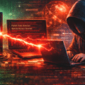 Illustration en format paysage montrant une attaque informatique à distance, avec un système compromis et un attaquant exploitant une vulnérabilité pour exécuter du code malveillant à distance.