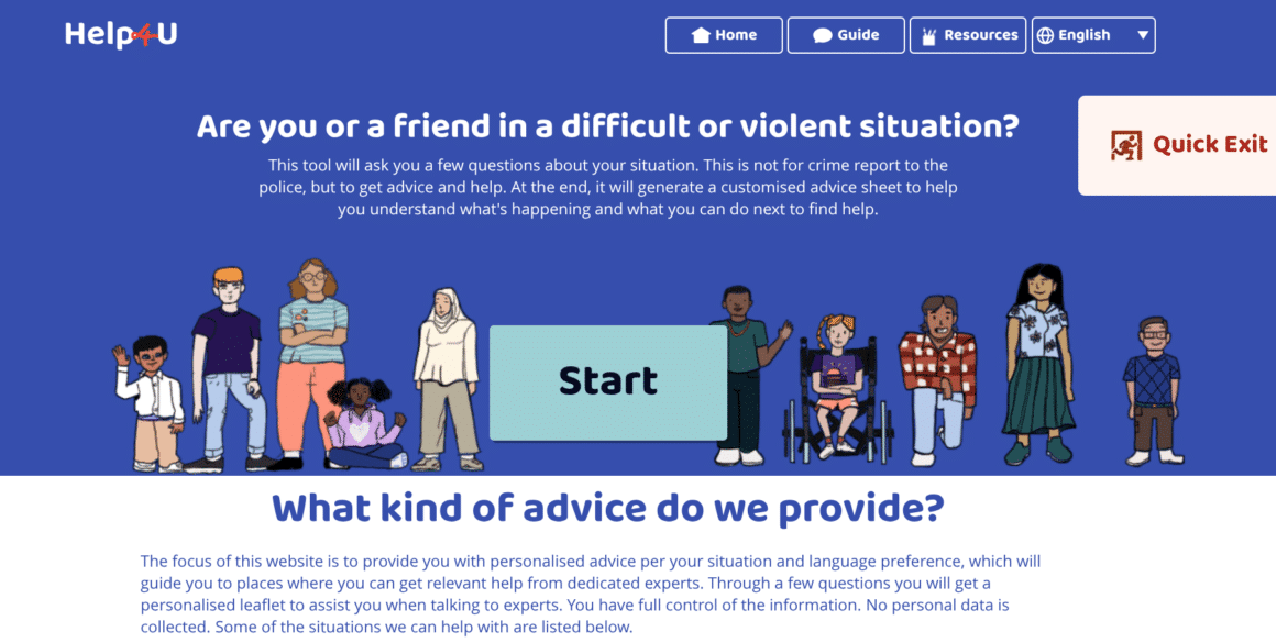 Abus sexuels en ligne : Help4U guide les mineurs vers l’aide 7 Page d'accueil de Help4U