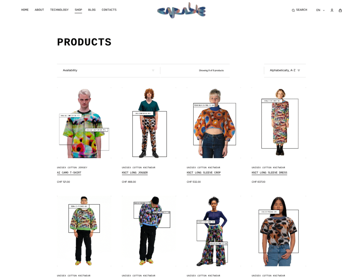 Copie d'écran du shop de Capable Design