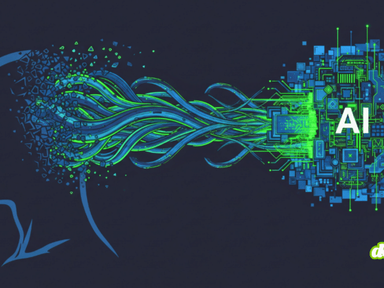 Représentation graphique d'une fuite de données du cerveau humain vers une intelligence artificielle, symbolisant les risques de surveillance que le modèle de Signal combat.