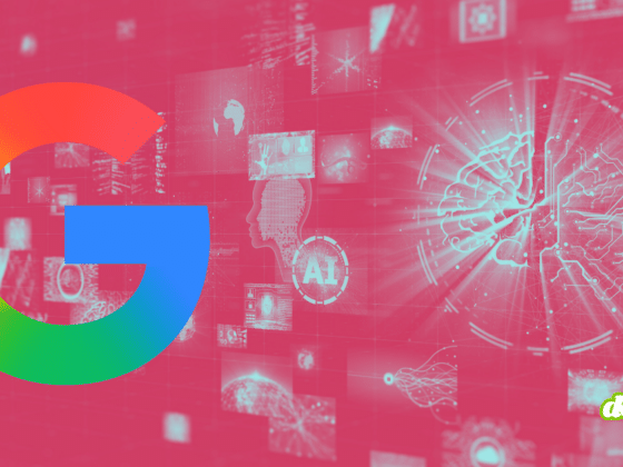 Illustration numérique montrant le logo de Google et un cerveau électronique stylisé sur un fond magenta, symbolisant l'intelligence artificielle Gemini pour le média DCOD.