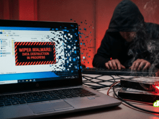 Illustration conceptuelle du malware Nitrogen corrompant irréversiblement les données d'un serveur ESXi.