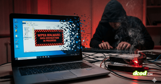 Illustration conceptuelle du malware Nitrogen corrompant irréversiblement les données d'un serveur ESXi.