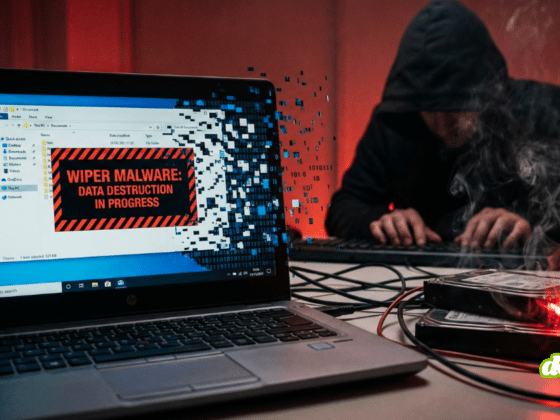 Illustration conceptuelle du malware Nitrogen corrompant irréversiblement les données d'un serveur ESXi.