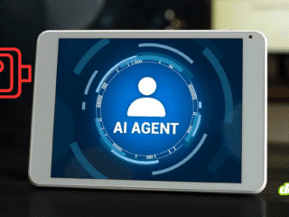 Illustration d'un AI Agent sur une tablette avec le logo de dcod.ch. Visuel traitant des vulnérabilités de données personnelles via les agents intelligents Moltbot et OpenClaw.