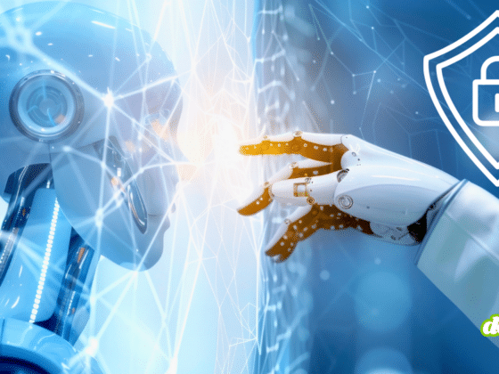 Illustration conceptuelle montrant un robot futuriste face à une main robotique (OpenClaw et Moltbook) touchant un réseau numérique, avec une icône de bouclier de sécurité et un avertissement, symbolisant l'accès total des agents IA aux systèmes hôtes.