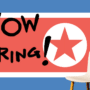 Illustration montrant le drapeau de la Corée du Nord avec l'inscription manuscrite « NOW HIRING ! » et une chaise vide, symbolisant les fausses offres d'emploi du groupe Lazarus.