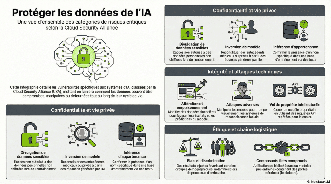 Infographie - Comment protéger les données IA avec la Matrice AICM de la Cloud Security Alliance (CSA)