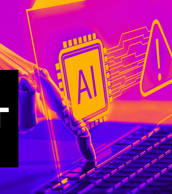 Illustration de la sécurité des agents IA montrant un robot sur un ordinateur avec un symbole d'alerte et le logo du NIST.