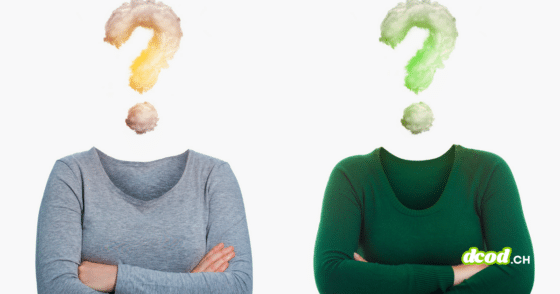 Illustration montrant deux silhouettes anonymes avec des points d'interrogation en nuages colorés à la place des têtes, symbolisant les enjeux de la désanonymisation par IA et l'identification des profils sur le Web pour le média DCOD.