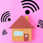 Représentation conceptuelle de la surveillance domestique : une maison entourée d'ondes WiFi symbolisant la capacité du projet RuView à pister les mouvements à travers les murs.