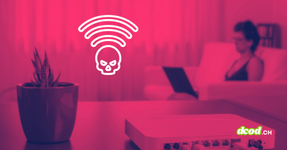 Illustration d'un routeur piraté avec logo de crâne et Wi-Fi pour le dossier SocksEscort.