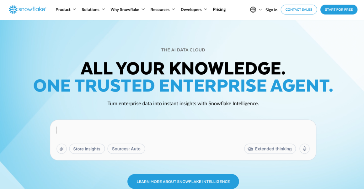 Page d'accueil de snowflake