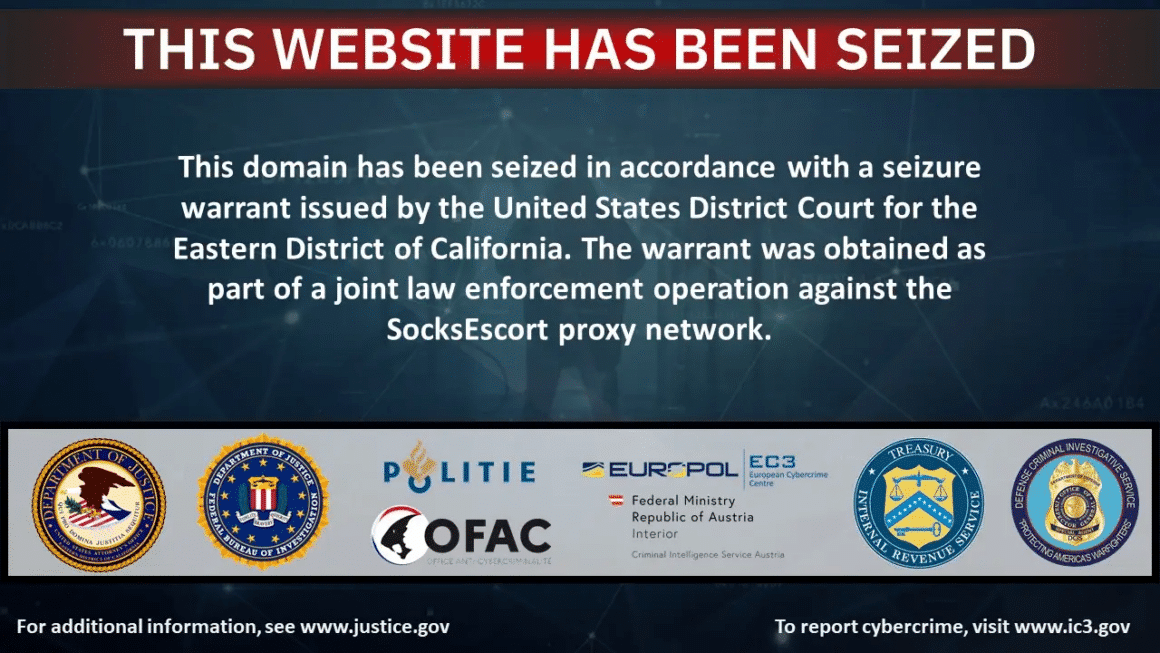 Copie de la page de saisie de SocksEscort (source: Site Europol)