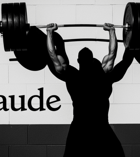 Illustration de Claude Mythos d'Anthropic, une IA surpuissante qui menacerait le Web, représentée par une silhouette soulevant une charge massive pour symboliser sa puissance technologique.