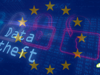 Illustration symbolisant le vol de données (Data theft) suite à la cyberattaque de la Commission européenne, ayant entraîné la compromission de 30 entités via le cloud AWS.