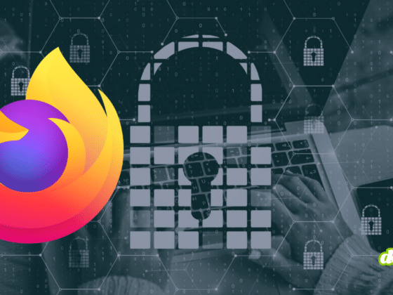 Illustration de l'article "Firefox déploie un VPN gratuit et un disjoncteur IA" montrant le logo coloré de Firefox à côté d'un grand cadenas stylisé, sur un fond de réseau numérique hexagonal avec le logo dcod.ch.