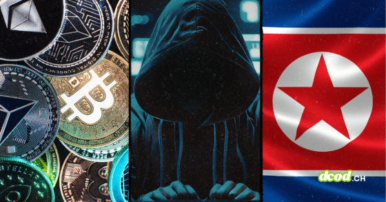 Illustration de l'exploit Kelp DAO et Aave de 290M$ par la Corée du Nord : montage d'actifs numériques, d'un pirate informatique et du drapeau nord-coréen.