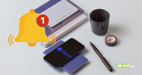 Illustration d'un iPhone affichant le logo Signal avec une icône de notification jaune, symbolisant la manière dont la mémoire iOS révèle des messages supprimés via les alertes système.