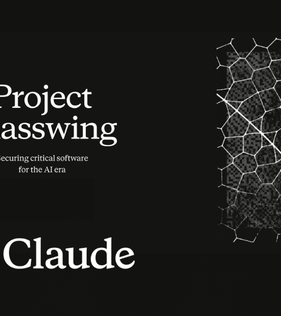 Logo de Claude Mythos d'Anthropic et du Project Glasswing avec une illustration graphique de structure cellulaire complexe.