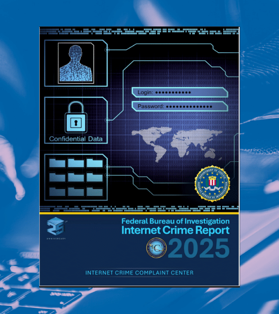 Montage visuel DCOD montrant un hacker au clavier en arrière-plan bleuté, superposé à la couverture officielle du rapport IC3 2025 dans lequel le FBI confirme 20,9 milliards de pertes liées à la cybercriminalité.