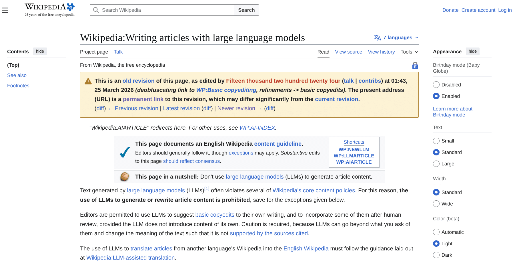 Wikipédia : Rédiger des articles avec de grands modèles de langage - Wikipédia