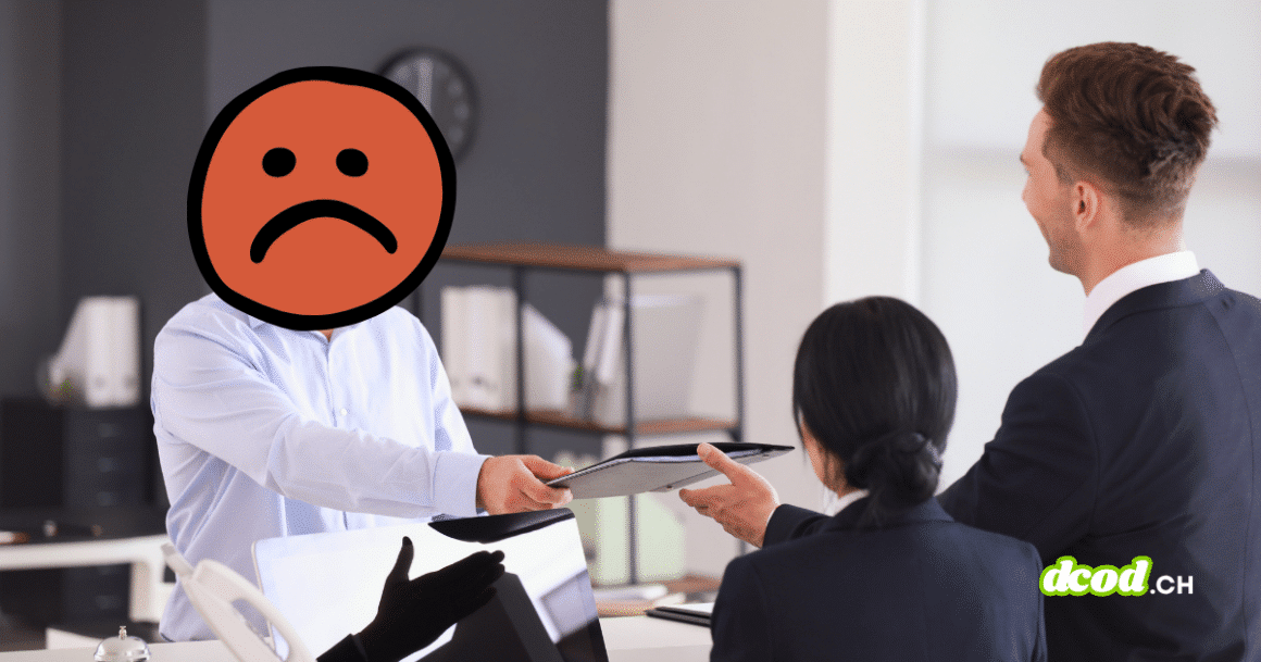 Illustration pour l'alerte du FBI sur les intrusions physiques dans les bureaux : un individu suspect au visage masqué par un émoji orange se présente à l'accueil d'une entreprise pour usurper l'identité d'un technicien.