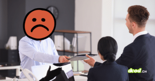 Illustration pour l'alerte du FBI sur les intrusions physiques dans les bureaux : un individu suspect au visage masqué par un émoji orange se présente à l'accueil d'une entreprise pour usurper l'identité d'un technicien.