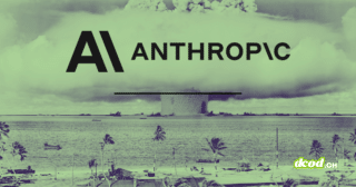Illustration stylisée pour le média DCOD représentant le logo de l'entreprise Anthropic superposé à une image historique d'explosion nucléaire en mer. Un filtre de couleur vert kaki s'applique sur l'ensemble de la composition pour évoquer l'impact massif de l'IA Claude Mythos qui sature la cybersécurité avec la découverte de 10 000 failles.