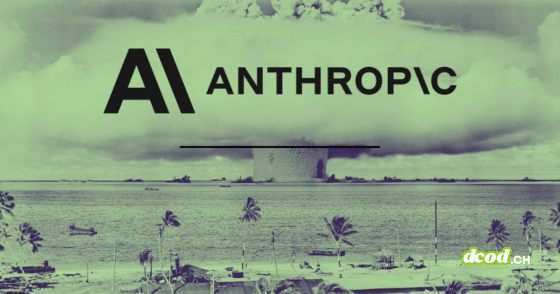 Illustration stylisée pour le média DCOD représentant le logo de l'entreprise Anthropic superposé à une image historique d'explosion nucléaire en mer. Un filtre de couleur vert kaki s'applique sur l'ensemble de la composition pour évoquer l'impact massif de l'IA Claude Mythos qui sature la cybersécurité avec la découverte de 10 000 failles.