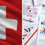 Bannière d'information du média DCOD associant le drapeau de la Suisse à gauche et des pages de journaux d'actualités à droite, illustrant les dernières nouvelles et réformes réglementaires helvétiques.