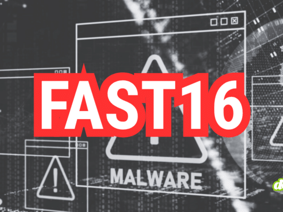 Graphisme numérique affichant FAST16 en rouge avec une alerte MALWARE, illustrant Fast16, le malware qui sabotait la physique bien avant Stuxnet.